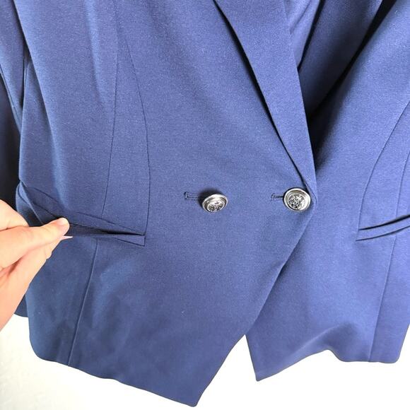 White House Black Market Navy Blue Military Button Blazer Jacket 0 570277166 - Picture 8 of 16